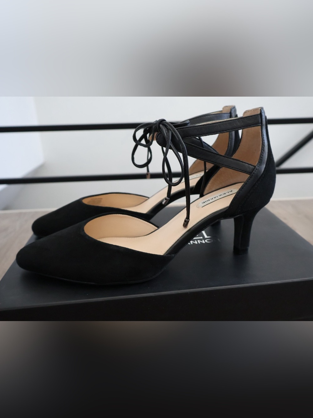 Alex Marie Black Suede Lace-Up Mid Heel Pumps Women’s 6.5 Classic